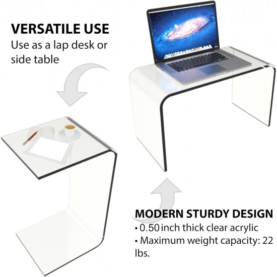 Clear Acrylic Desk-Multipurpose Modern Furniture for Use as Lap, Coffee, Side or End Table in Living Rooms and Offices, 24" Tall,