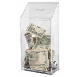 BEST MEDIA Rectangular Acrylic Donation & Suggestion Box, a Wall Mounted or Countertop Tip Box that comes with a secure Lock and Keys- 24-8x12-7 cm - Secure - 1 Piece - Transparent