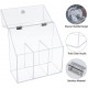 Clear Acrylic Organizer with Lid Large Dustproof with 3 Compartments, Brush Storage, First Aid Box (21x21x10cm)