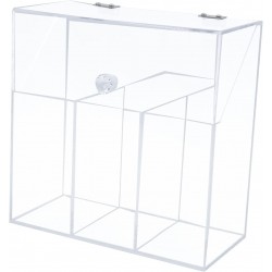 Clear Acrylic Organizer with Lid Large Dustproof with 3 Compartments, Brush Storage, First Aid Box (21x21x10cm)