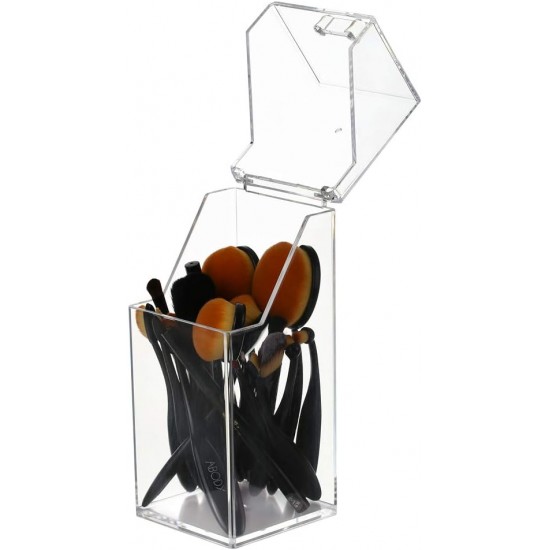 Clear Acrylic Makeup Brush Organizer, Brush & Eyebrow Pencil Cosmetic Holder, Dustproof 