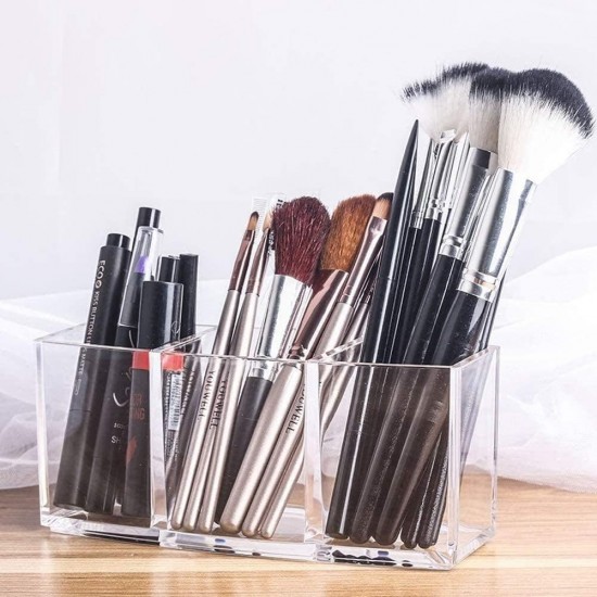 Clear Acrylic Makeup Organiser , Cosmetic Display Case, Storage Holder Makeup Box (4 compartments)