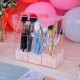 Acrylic Makeup Brush Holder with Decorative Pink Pearls, 3-Slot Personal Organizer with Closable Protective Lid, Heavy-Duty, Cosmetics Storage