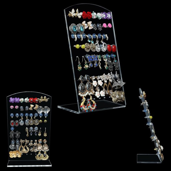 L-Shaped Clear Acrylic Earring Holder, Jewelry Display Stand (72 Holes)
