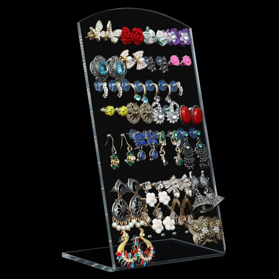 L-Shaped Clear Acrylic Earring Holder, Jewelry Display Stand (72 Holes)