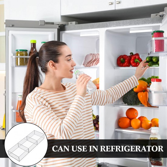 Clear Acrylic Drawer Organizer 2 Pieces 6 Section, Desk Organizer with Dividers 3 Section, Makeup Organizer Drawers Storage