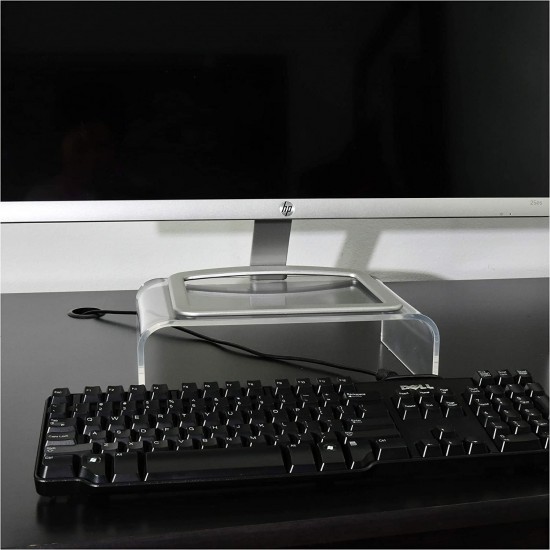 Clear Acrylic Monitor Stand 12mm thickness,(30x20x11 cm) Computer Monitor Riser for Laptop, TV, Stand Riser for Home,Office