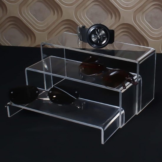 Acrylic Display Riser 3 units (21x22x23.5cm) 4mm Thickness, Lightweight & Transparent , polished edges ,in Different Sizes- Ideal for Trophies, Showpieces, Cupcake Holder & Candy Bar