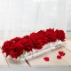 Clear Acrylic Long Rectangular Flower Vase (40x10x6cm), Floral Arrangements Decorative Centerpiece for Wedding Dining Table Vase for Home Decoration