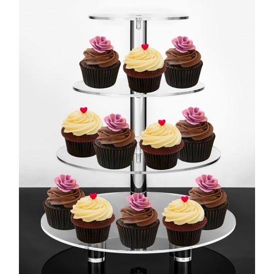 Clear Acrylic Round Stand for cupcake & Dessert with 4 large tier (31x30x4 cm)