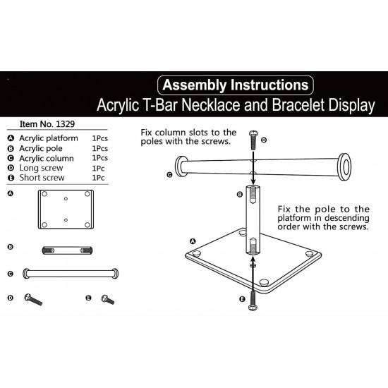 T-Shape Clear Acrylic Jewelry Holder & Organizer