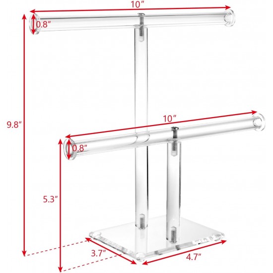 T-Shape Clear Acrylic Jewelry Holder & Organizer (2 Tiers)