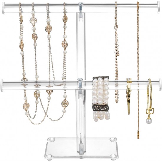 T-Shape Clear Acrylic Jewelry Holder & Organizer (2 Tiers)