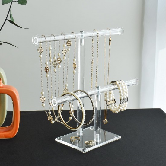 T-Shape Clear Acrylic Jewelry Holder & Organizer (2 Tiers)
