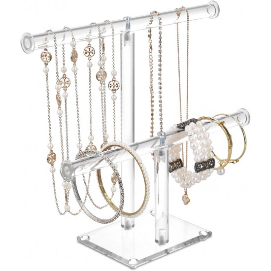 T-Shape Clear Acrylic Jewelry Holder & Organizer (2 Tiers)