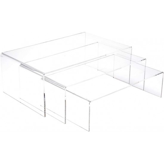 Clear Acrylic Display Risers Stand For appetizers and desserts (3 Units) 