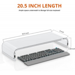 Clear Acrylic Monitor Stand Riser, 20.5'' Computer Monitor Stand for Laptop PC Printer Computer Riser