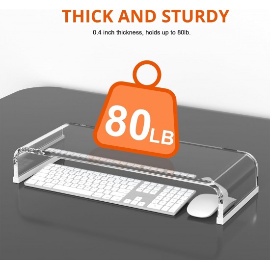 Clear Acrylic Monitor Stand Riser, 20.5'' Computer Monitor Stand for Laptop PC Printer Computer Riser