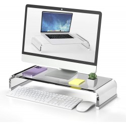 Clear Acrylic Monitor Stand Riser, 20.5'' Computer Monitor Stand for Laptop PC Printer Computer Riser