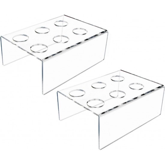 Clear Acrylic Ice Cream Cone Holder Stand, 6 Holes (2 Pack) (19x17x9 cm)