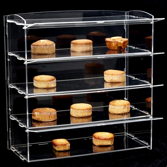 Acrylic Display Pastry Cabinet, Clear Perspex, for Display Cupcakes Donuts Candy Pastries (4 Tier)