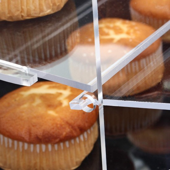 Acrylic Display Pastry Cabinet, Clear Perspex, for Display Cupcakes Donuts Candy Pastries (4 Tier)
