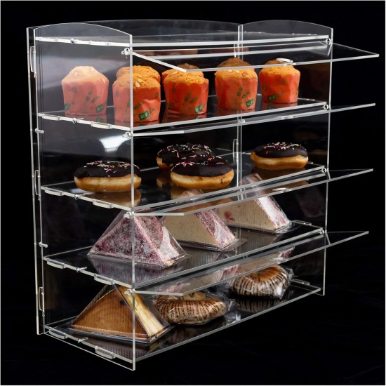 Acrylic Display Pastry Cabinet, Clear Perspex, for Display Cupcakes Donuts Candy Pastries (4 Tier)