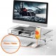 Clear Acrylic Monitor Stand, 20 Inch Width, 2 Tier with Storage, Desk Organizer, Desktop Printer, Laptop Storage Rack, Monitor Stand, Phone Holder
