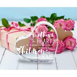 Clear Acrylic Heart Engraved with words of your choice, suitable as a gift for Mother's Day, birthdays or any occasion that requires a souvenir for loved ones (Custom)