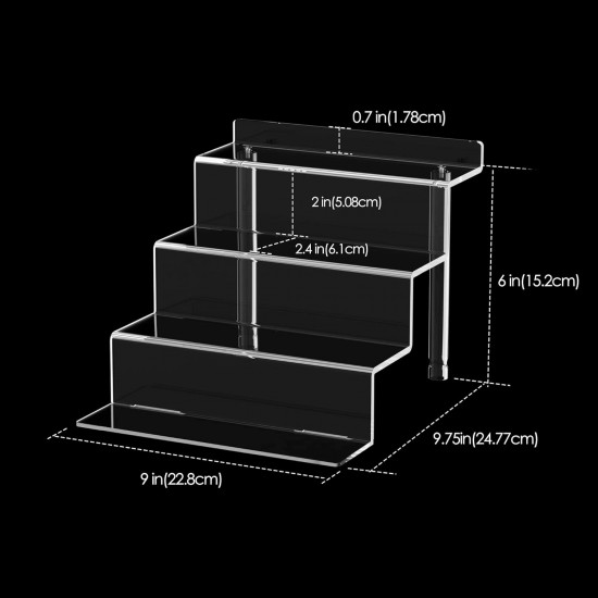 Clear Acrylic Display Stands, Tiered Display Shelves Perfume Fragrance Organizer & Cupcake Dessert  (3 Pack)