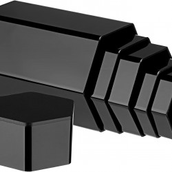 Hexagonal Acrylic Display Stand Riser for Accessories Jewelry ,Showcase (6 Sizes) (Black)