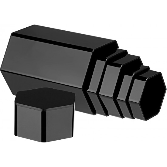 Hexagonal Acrylic Display Stand Riser for Accessories Jewelry ,Showcase (6 Sizes) (Black)