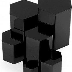 Hexagonal Acrylic Display Stand Riser for Accessories Jewelry ,Showcase (6 Sizes) (Black)