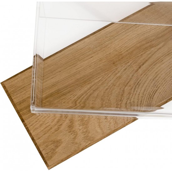 Clear Acrylic Display Case with Wooden Base (34x16x14cm)