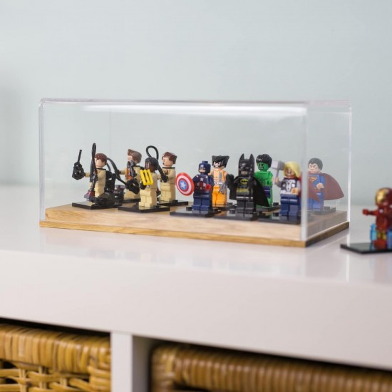 Clear Acrylic Display Case with Wooden Base (34x16x14cm)
