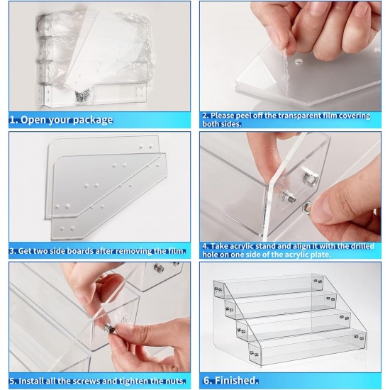Clear Acrylic Spice Organizer, Spice Rack for Countertop, Cabinet, Pantry, Kitchen Storage (4 Tiers)