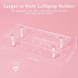 Clear Acrylic Cake Pop Display Holder and Lollipop Display Stand with 21 Holes suitable for Birthday Party, Weddings and Showers Baby