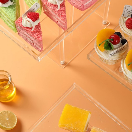 Clear Acrylic Dessert Table Display Set, Dessert Display Stands Buffet Risers for Cupcakes Dessert Pastry Food Fruit Candy Treat for Wedding Birthday Party (3 Pack)