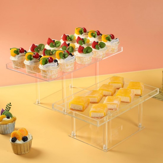 Clear Acrylic Dessert Table Display Set, Dessert Display Stands Buffet Risers for Cupcakes Dessert Pastry Food Fruit Candy Treat for Wedding Birthday Party (3 Pack)