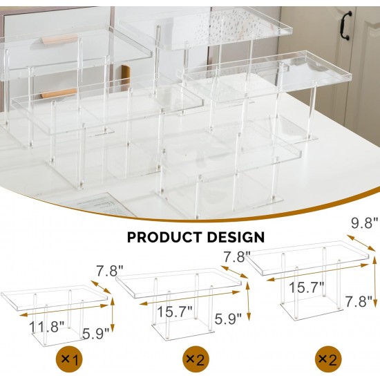 Clear Acrylic Dessert Table Display Set, Dessert Display Stands Buffet Risers for Cupcakes Dessert Pastry Food Fruit Candy Treat for Wedding Birthday Party (5 Pack)