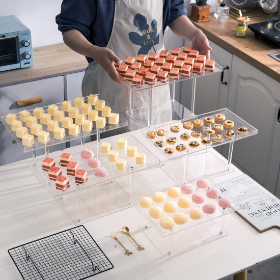Clear Acrylic Dessert Table Display Set, Dessert Display Stands Buffet Risers for Cupcakes Dessert Pastry Food Fruit Candy Treat for Wedding Birthday Party (5 Pack)
