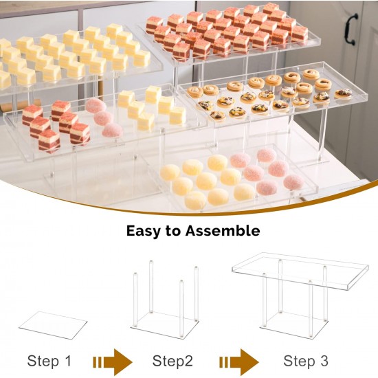 Clear Acrylic Dessert Table Display Set, Dessert Display Stands Buffet Risers for Cupcakes Dessert Pastry Food Fruit Candy Treat for Wedding Birthday Party (5 Pack)