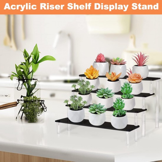 Clear Acrylic Display Risers Stand for Cupcake Desserts & Perfume (4 Tier) ( 32x9.5x3.5 cm )