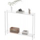 Clear Acrylic Narrow Console Table for Entryway Cylindrical Legs, Skinny Entry Table for Sofa, Foyer, Hallway, Living Room, Modern, 2-Tier