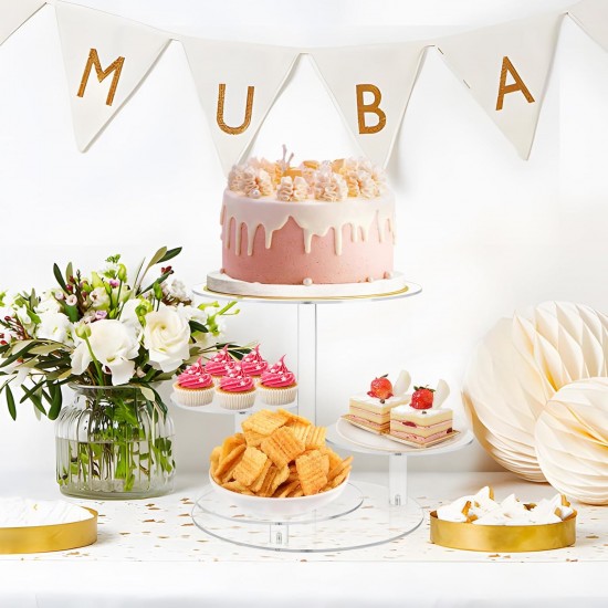 Clear Acrylic Cupcake Tower Stand, 4 Tier Stand with Tiered Tray Decor, Cupcake Display Stand Dessert and Pastry Holder for Birthday Baby Shower, Wedding, Christmas and Tea Party