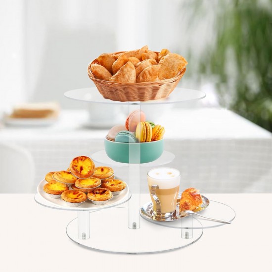 Clear Acrylic Cupcake Tower Stand, 4 Tier Stand with Tiered Tray Decor, Cupcake Display Stand Dessert and Pastry Holder for Birthday Baby Shower, Wedding, Christmas and Tea Party