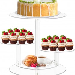 Clear Acrylic Cupcake Tower Stand, 4 Tier Stand with Tiered Tray Decor, Cupcake Display Stand Dessert and Pastry Holder for Birthday Baby Shower, Wedding, Christmas and Tea Party