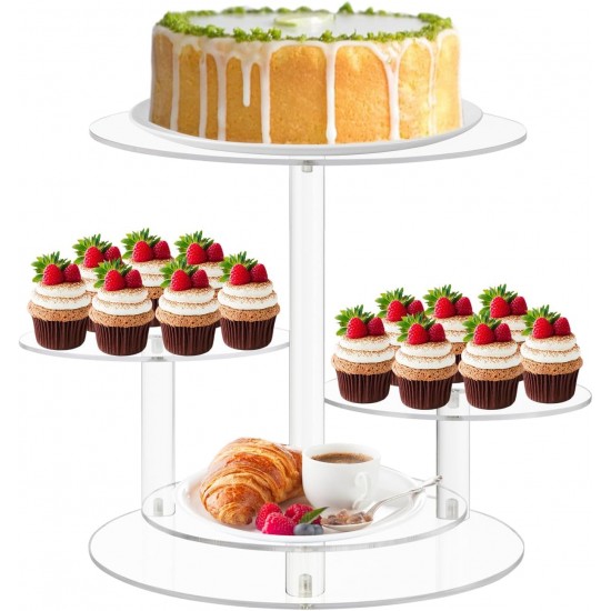 Clear Acrylic Cupcake Tower Stand, 4 Tier Stand with Tiered Tray Decor, Cupcake Display Stand Dessert and Pastry Holder for Birthday Baby Shower, Wedding, Christmas and Tea Party