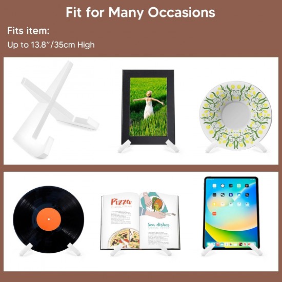 White Acrylic Cookbook Stand Plate, Holder for Display Picture Frame Stand, Display Stand for Books, Plates, Artwork, Records