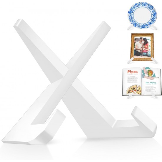 White Acrylic Cookbook Stand Plate, Holder for Display Picture Frame Stand, Display Stand for Books, Plates, Artwork, Records